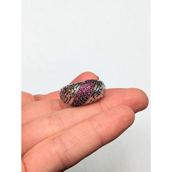 EFFY BH Sterling Silver 925 18k Yellow Gold Ruby Gemstone Ring Size 7 - Picture 7 of 13